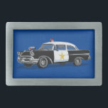 Politieman  Politie Auto Blauw Gesp<br><div class="desc">Deze riemgesp is een uniek cadeau voor politieagenten en ordehandhavers. Het ontwerp is voorzien van een  politieauto op een blauwe achtergrond. Ontworpen door de wereldberoemde kunstenaar ©Tim Coffey.</div>
