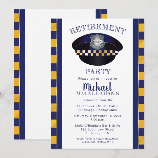 politieman | Politie | Cop Pet Retirement Party Kaart (Voorkant / Achterkant)