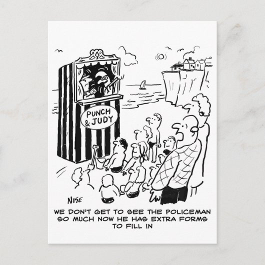 Politieman Punch & Judy-grap Briefkaart (Voorkant)