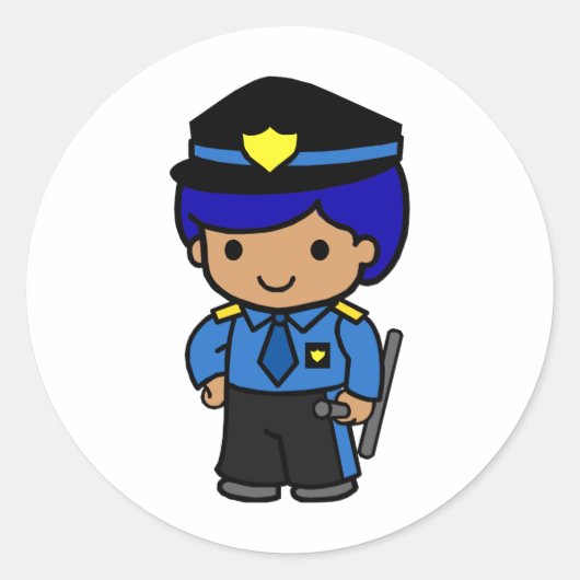 politieman ronde sticker (Voorkant)