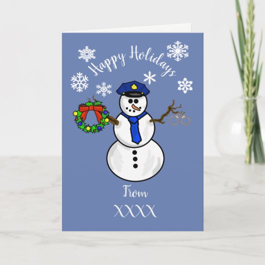 Politieman Snowman Christmas Kaart Dept. of Persoo (Voorkant)