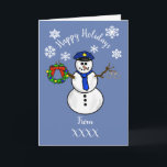 Politieman Snowman Christmas Kaart Dept. of Persoo<br><div class="desc">Deze kaart kan afkomstig zijn van een persoon, een familie, een politiebureau of station. Het hangt allemaal af van hoe je het wilt aanpassen. De voorkant in het "From XXX" gebied kan worden veranderd in een politiebureau of stationshuis. Zo niet, typ dan een familienaam of het huidige jaar in. Als...</div>