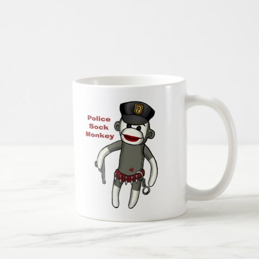 Politieman Sock Monkey Koffiemok (Rechts)