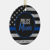 Politiemoeder - wetshandhaving - dunne blauwe lijn keramisch ornament (Rechts)