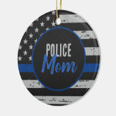 Politiemoeder - wetshandhaving - dunne blauwe lijn keramisch ornament (Links)