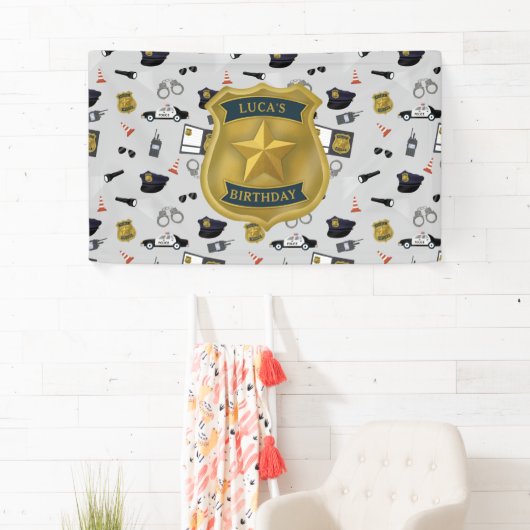 Politiemotief Politieagent Verjaardag Spandoek (Insitu)