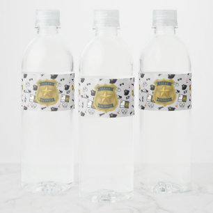 Politiemotief Politieagent Verjaardag Waterfles Etiket