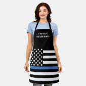 Politienaam Thin Blue Line American Flag Officer Schort (Gedragen)