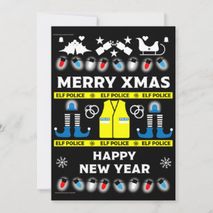 Politieofficier lelijke trui feestdagenkaart