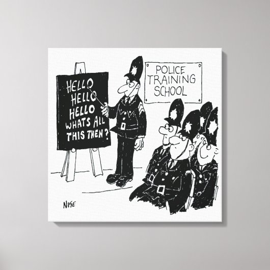 Politieopleiding. Grappig Cartoon Illustratie Canvas Afdruk (Voorkant)
