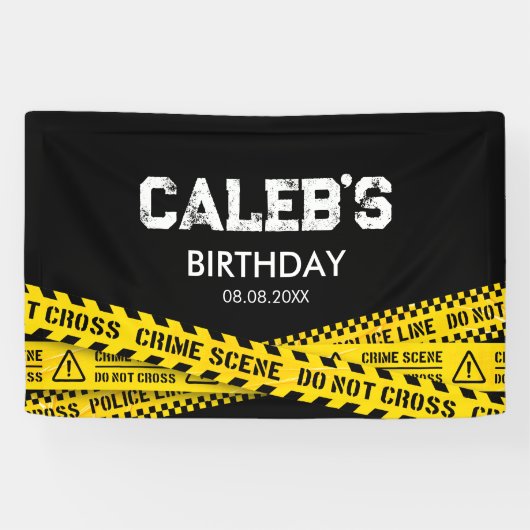 Politiepartij met Geel Kruis geen Tapes Spandoek (Horizontaal)