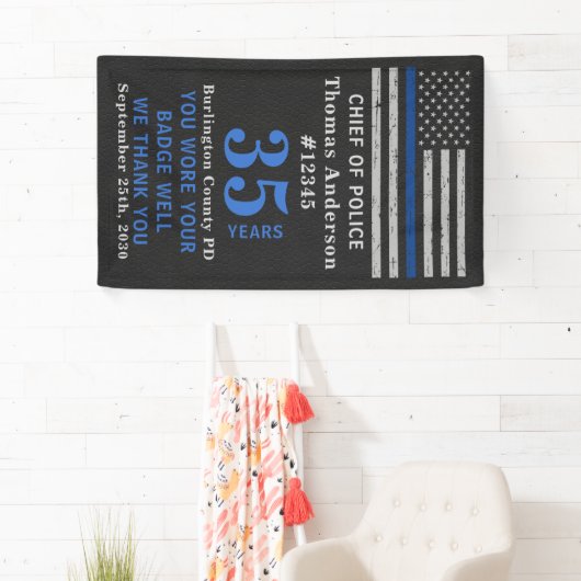 Politiepartij Thin Blue Line Flag Retirement Spandoek (Insitu)