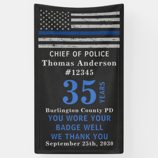 Politiepartij Thin Blue Line Flag Retirement Spandoek (Verticaal)