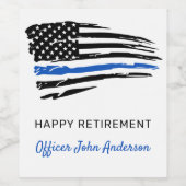 Politiepartij Thin Blue Line Flag Retirement Wijn Etiket (Enkel label)