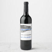 Politiepartij Thin Blue Line Flag Retirement Wijn Etiket (Voorkant)