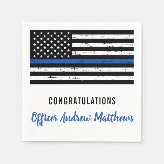 Politiepartij Thin Blue Line Gefeliciteerd Servet (Voorkant)