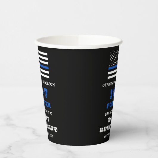Politiepartij Thin Blue Line Happy Retirement Papieren Bekers (Links)