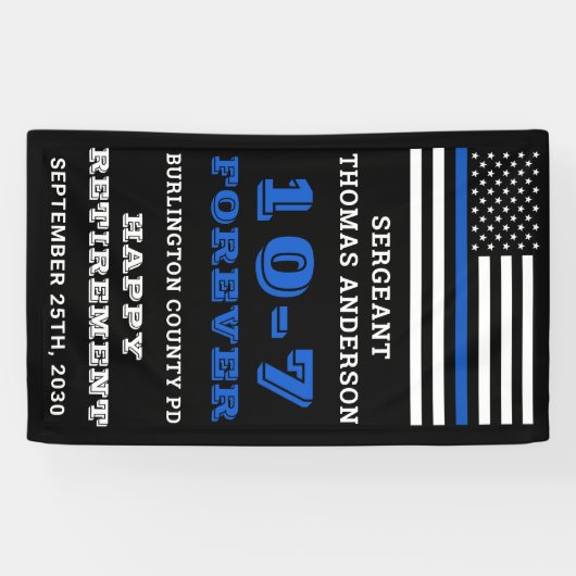 Politiepartij Thin Blue Line Happy Retirement Spandoek (Horizontaal)