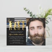 Politiepartij Thin Blue Line Officer Foto Kaart (Staand voorkant)