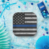 Politiepartij Thin Blue Line  Vlag Square Papieren Bordje (Feest)