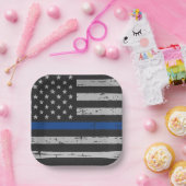 Politiepartij Thin Blue Line  Vlag Square Papieren Bordje (Feest)