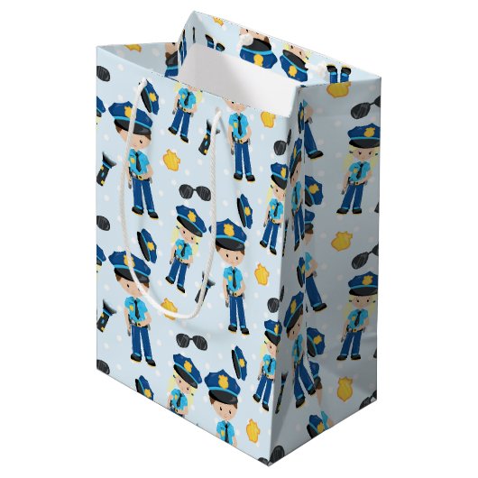Politiepatroon Medium Cadeauzakje (Voorkant Gekanteld)