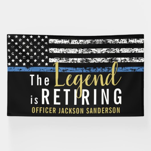 Politiepensioenfeest Wetshandhaving Blauwe Lijn Spandoek (Horizontaal)