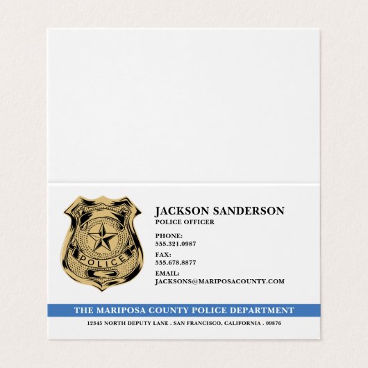 Politiepersoneel Wetshandhaving Logo Visitekaartje (Buitenkant ongevouwen)