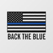 Politiesteun achter de blauwe dunne blauwe lijn raamsticker (Vel)