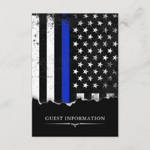 Politiestijl Amerikaanse vlag Event Small Black Informatiekaartje