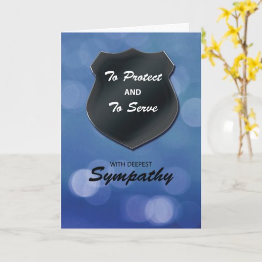 Politiesympathie Embleem op blauwe Bokeh Kaart (Gele Bloem)