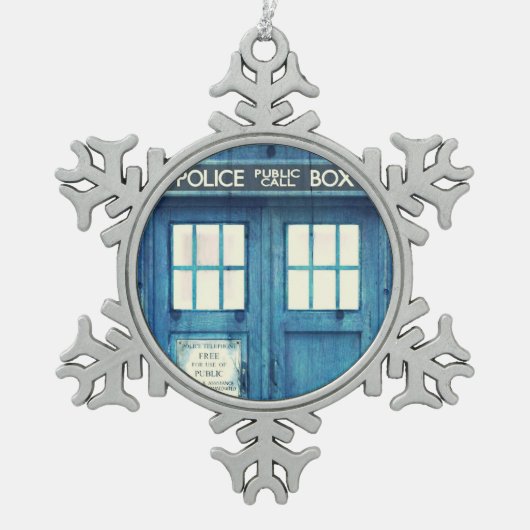  politietelefoon Openbare telefooncel Tin Sneeuwvlok Ornament (Voorkant)