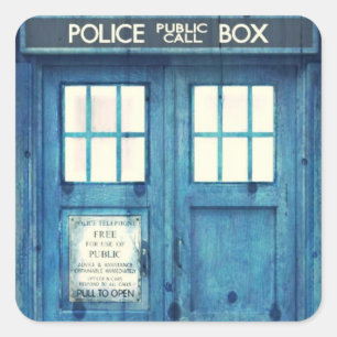  politietelefoon Openbare telefooncel Vierkante Sticker