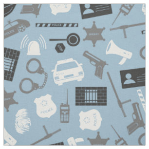 Politietools en symbolen blauw stof