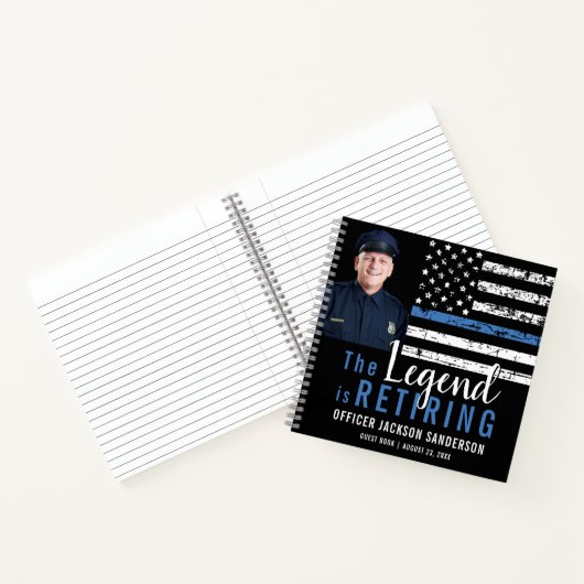Politieverlof Thin Blue Line Foto Guest Book Notitieboek (Binnen)