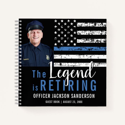 Politieverlof Thin Blue Line Foto Guest Book Notitieboek (Voorkant)