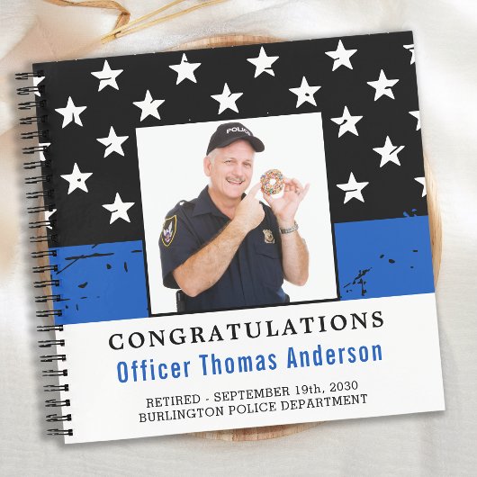 Politieverlof Thin Blue Line Foto Guest Book Notitieboek
