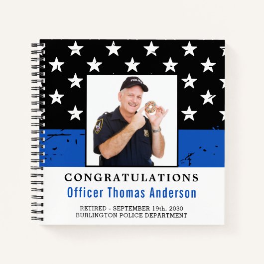 Politieverlof Thin Blue Line Foto Guest Book Notitieboek (Voorkant)