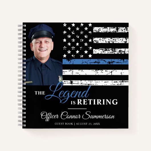 Politieverlof Thin Blue Line Foto Guest Book Notitieboek (Voorkant)