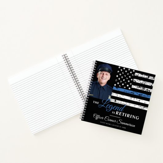 Politieverlof Thin Blue Line Foto Guest Book Notitieboek (Binnen)