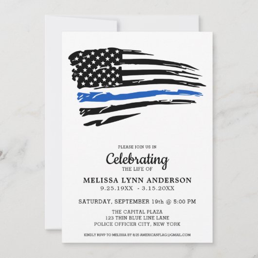 Politieviering van de levensdenkwijze Thin Blue Li Kaart (Achterkant)