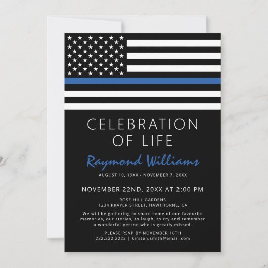 Politieviering van het leven | Dunne blauwe lijn Kaart (Voorkant)