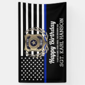Politievlag Thin Blue Line Happy Birthday Banner (Verticaal)