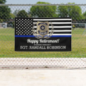 Politievlag Thin Blue Line Happy Retirement Spandoek (Insitu)