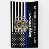 Politievlag Thin Blue Line Happy Retirement Spandoek (Verticaal)