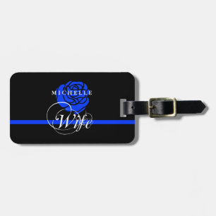 Politievrouw Thin Blue Line Roos Aangepaste naam Bagagelabel