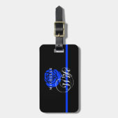 Politievrouw Thin Blue Line Roos Aangepaste naam Bagagelabel (Voorkant verticaal)