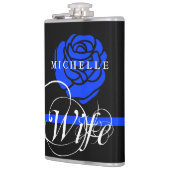 Politievrouw Thin Blue Line Roos Aangepaste naam Heupfles (Links)