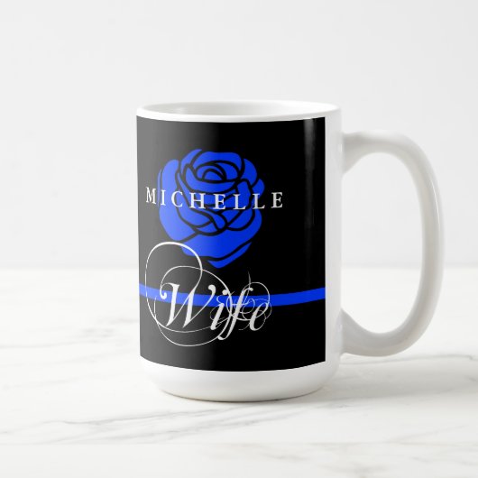 Politievrouw Thin Blue Line Roos Aangepaste naam Koffiemok (Rechts)