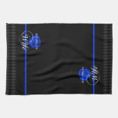 Politievrouw Thin Blue Line Roos Aangepaste naam Theedoek (Horizontaal)